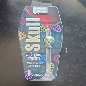 Joie Multicolor Skull Wine Glass Charms